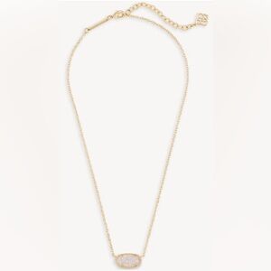 Kendra Scott Elisa Gold Pendant Necklace in Iridescent Drusy EUC